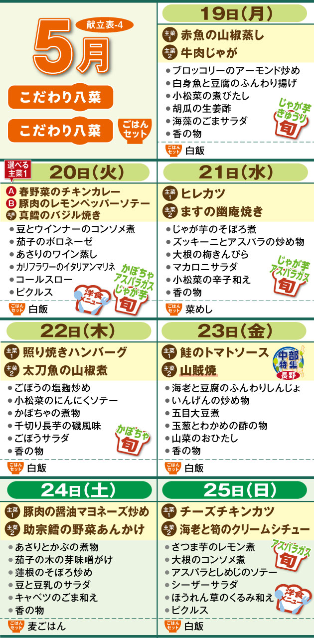 週間献立表